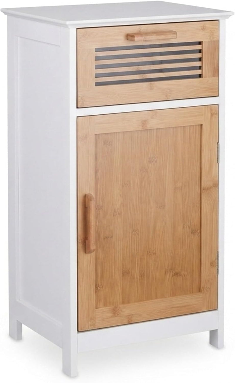 Narrow Bathroom Cabinet Drawer Natural Look Height-Adjustable