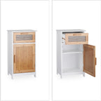 Narrow Bathroom Cabinet Drawer Natural Look Height-Adjustable