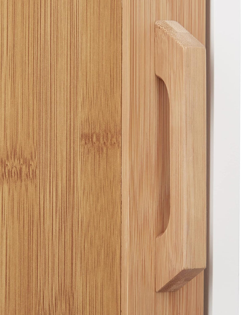 Narrow Bathroom Cabinet Drawer Natural Look Height-Adjustable