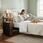 Narrow Bedside Table Slim Side for Bedroom Bed (Set of 2)