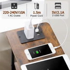 Narrow Bedside Table Slim Side for Bedroom Bed (Set of 2)