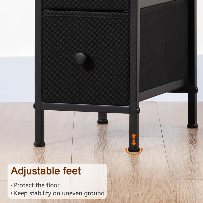 Narrow Bedside Table Slim Side for Bedroom (Set of 2)