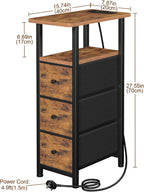 Narrow Bedside Table Slim Side for Bedroom Bed (Set of 2)