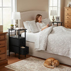 Narrow Bedside Table Slim Side for Bedroom (Set of 2)