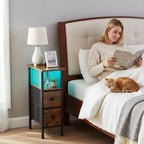 Narrow Bedside Table Slim Side for Bedroom (Set of 2)
