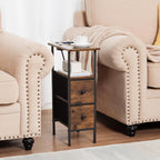 Narrow Bedside Table Slim Side for Bedroom (Set of 2)