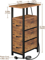 Narrow Bedside Table Slim Side for Bedroom (Set of 2)