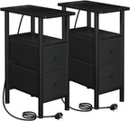 Narrow Bedside Table Slim Side for Bedroom (Set of 2)