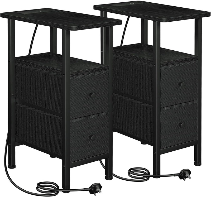 Narrow Bedside Table Slim Side for Bedroom (Set of 2)