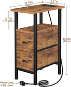 Narrow Bedside Table Slim Side for Bedroom (Set of 2)