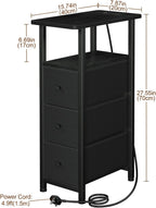 Narrow Bedside Table Slim Side for Bedroom (Set of 2)