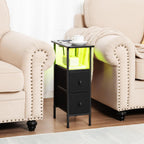 Narrow Bedside Table Slim Side for Bedroom (Set of 2)