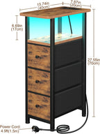 Narrow Bedside Table Slim Side for Bedroom (Set of 2)