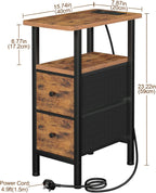 Narrow Bedside Table Slim Side for Bedroom (Set of 2)