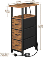 Narrow Bedside Table Slim Side for Bedroom (Set of 2)