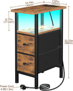 Narrow Bedside Table Slim Side for Bedroom (Set of 2)