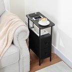 Narrow Bedside Table Slim Side for Bedroom (Set of 2)