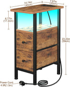 Narrow Bedside Table Slim Side for Bedroom (Set of 2)