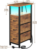 Narrow Bedside Table Slim Side for Bedroom (Set of 2)