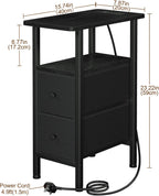 Narrow Bedside Table Slim Side for Bedroom (Set of 2)