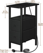 Narrow Bedside Table Slim Side for Bedroom (Set of 2)