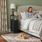 Narrow Bedside Table Slim Side for Bedroom (Set of 2)