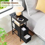 Narrow Bedside Table Slim Side for Bedroom (Set of 2)