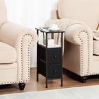 Narrow Bedside Table Slim Side for Bedroom (Set of 2)