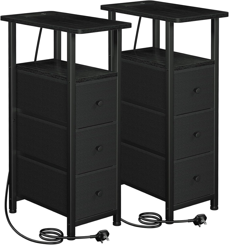Narrow Bedside Table Slim Side for Bedroom (Set of 2)