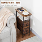 Narrow Bedside Table Slim Side for Bedroom (Set of 2)
