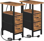 Narrow Bedside Table Slim Side for Bedroom (Set of 2)