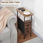 Narrow Bedside Table Slim Side for Bedroom (Set of 2)