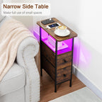 Narrow Bedside Table Slim Side for Bedroom (Set of 2)