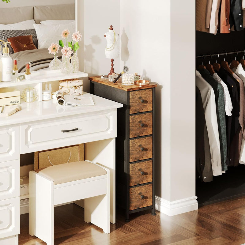 Narrow Chest of Drawers 24CM Wide 5 Drawer