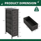 Narrow Chest of Drawers 24CM Wide 5 Drawer