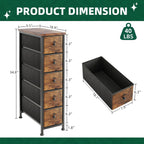 Narrow Chest of Drawers 24CM Wide 5 Drawer