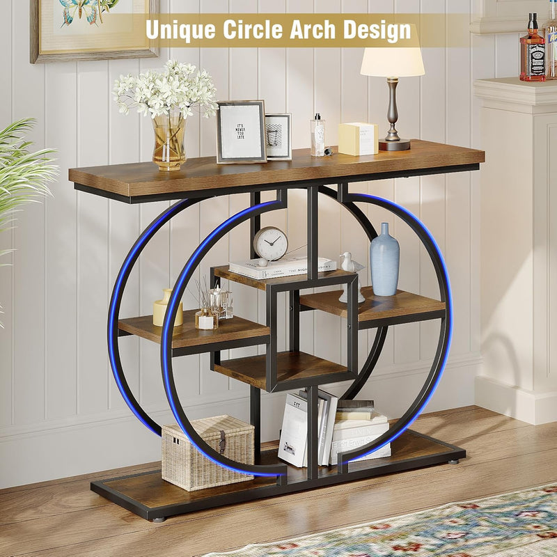 Narrow Console Table for Hallway 4-Tier Rustic Sofa