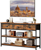 Console Table with 3 Drawers Open Shelves TV