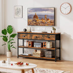 Console Table with 3 Drawers Open Shelves TV