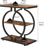Narrow End Table 3-Tier Round Side with Geometric