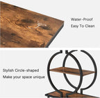 Narrow End Table 3-Tier Round Side with Geometric