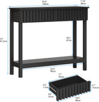Narrow Fluted Console Table with 2 Drawers