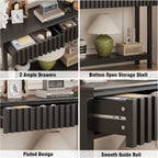 Narrow Fluted Console Table with 2 Drawers