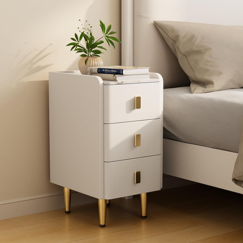 Narrow Nightstand Side Table with 3 Drawers Bedside