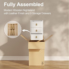 Narrow Nightstand Side Table with 3 Drawers Bedside