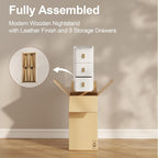 Narrow Nightstand Side Table with 3 Drawers Bedside