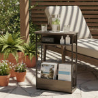 Narrow Side Table with Storage Shelf 3 Tier
