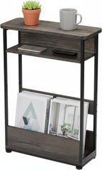 Narrow Side Table with Storage Shelf 3 Tier