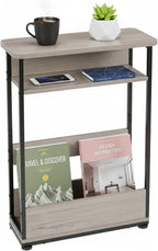 Narrow Side Table with Storage Shelf 3 Tier