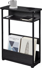 Narrow Side Table with Storage Shelf 3 Tier